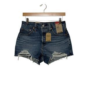 Levi’s 501 Women’s Denim Shorts W27 High Rise Button Fly Distressed NWT